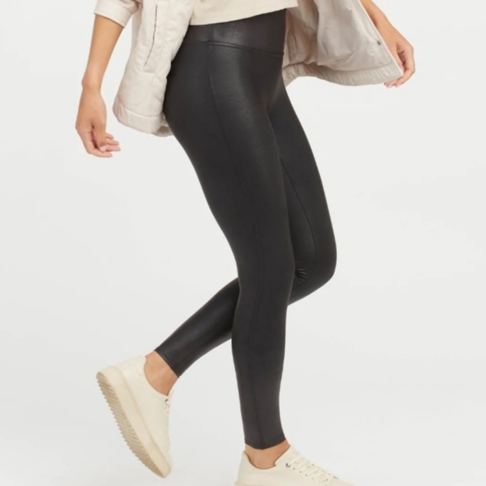 SPANX Faux Leather Leggings, Size Medium